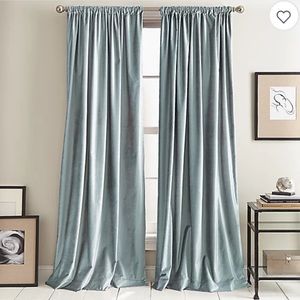 DKNY Modern Knotted Velvet 84-Inch Rod Pocket Window Curtain Panels in Aqua
